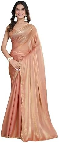 31EW3Ac8sYL._AC_.jpg Sidhidata Women's Soft Fandy Silk Saree With Hand Work Lace Boarder & Comes With Unstitched Blouse Piece (Chhaava)